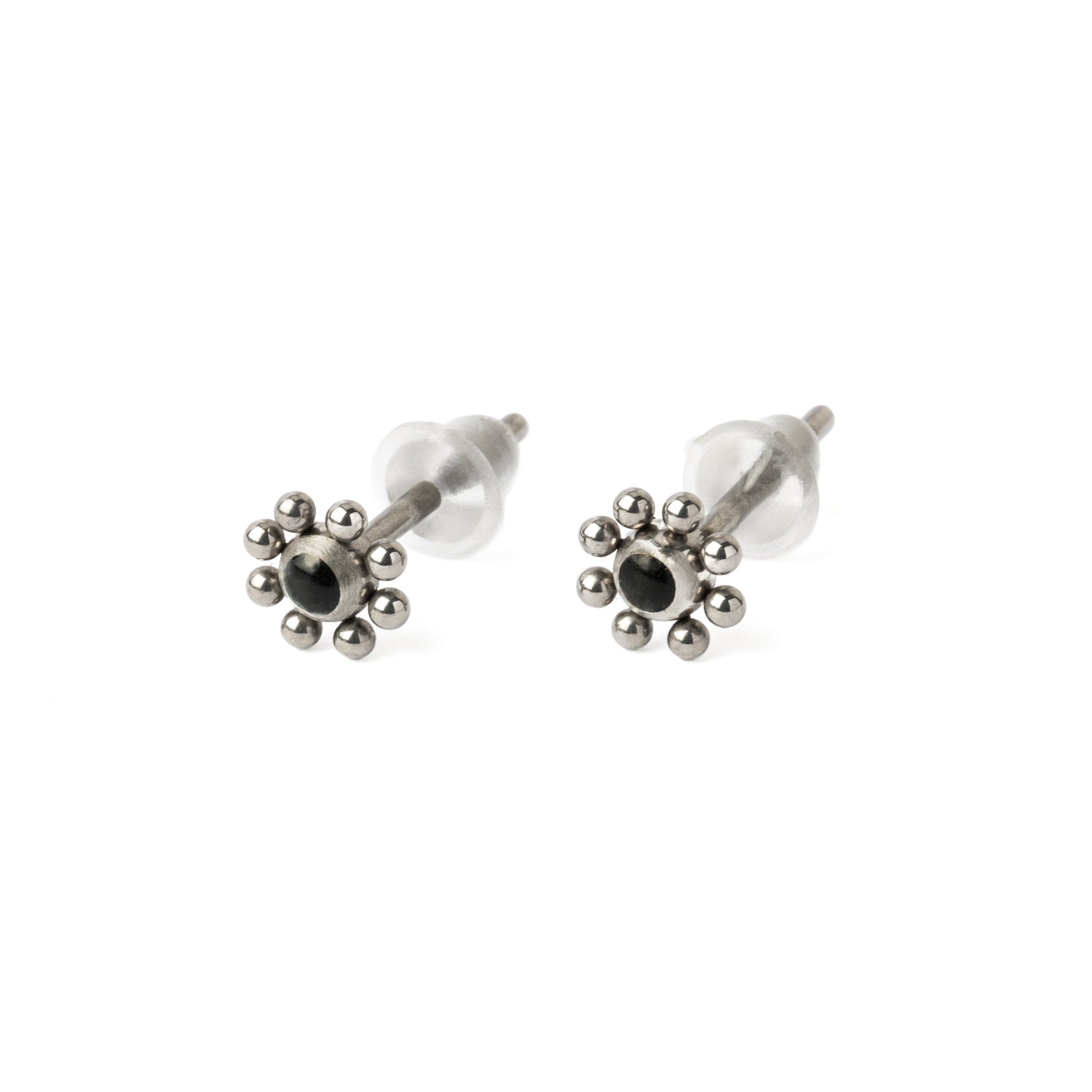 Daisy Black Shell Ear Studs right side view