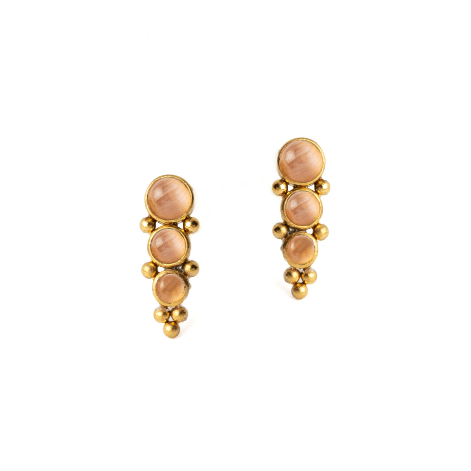 Deva Golden Ear Studs with Cat Eye