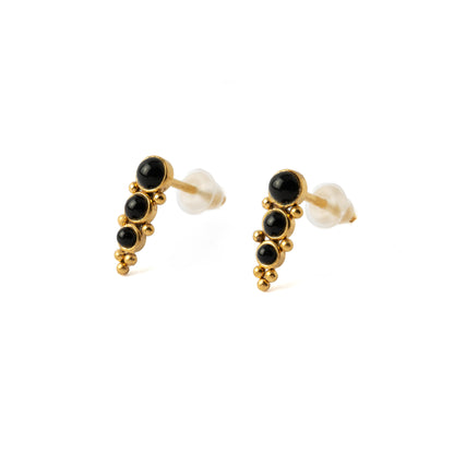 Deva Golden Ear Studs with Onyx