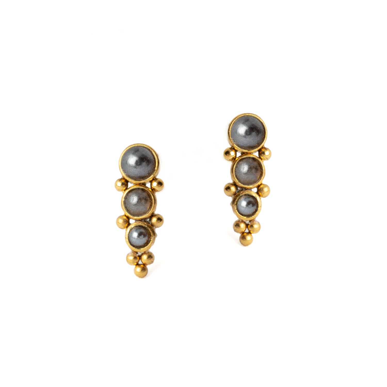 Deva Golden Ear Studs with Pearls