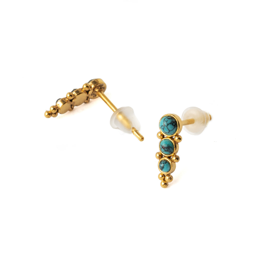 Deva Golden Ear Studs with Turquoise