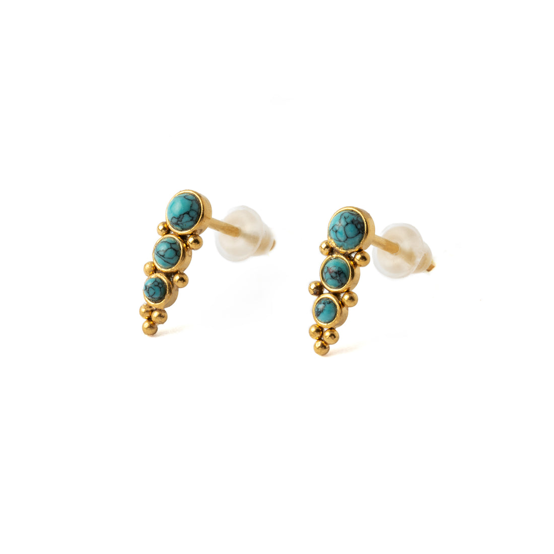 Deva Golden Ear Studs with Turquoise