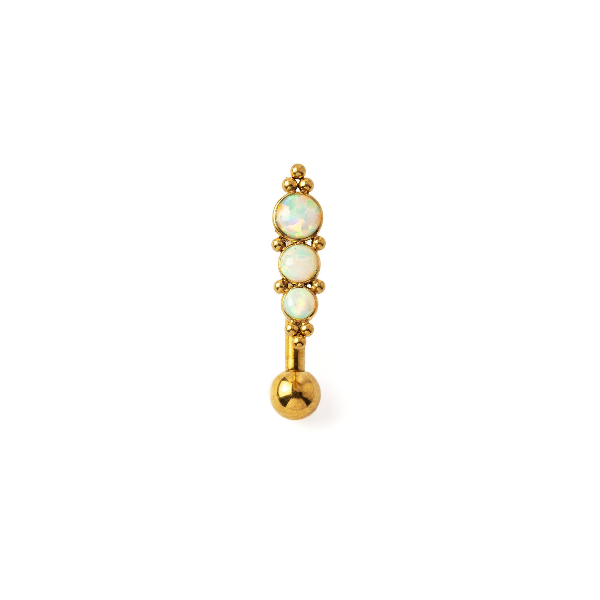 Deva Golden Navel Piercing with White Opal