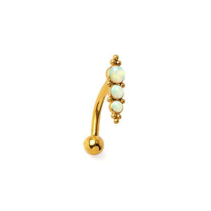 Deva Golden Navel Piercing with White Opal