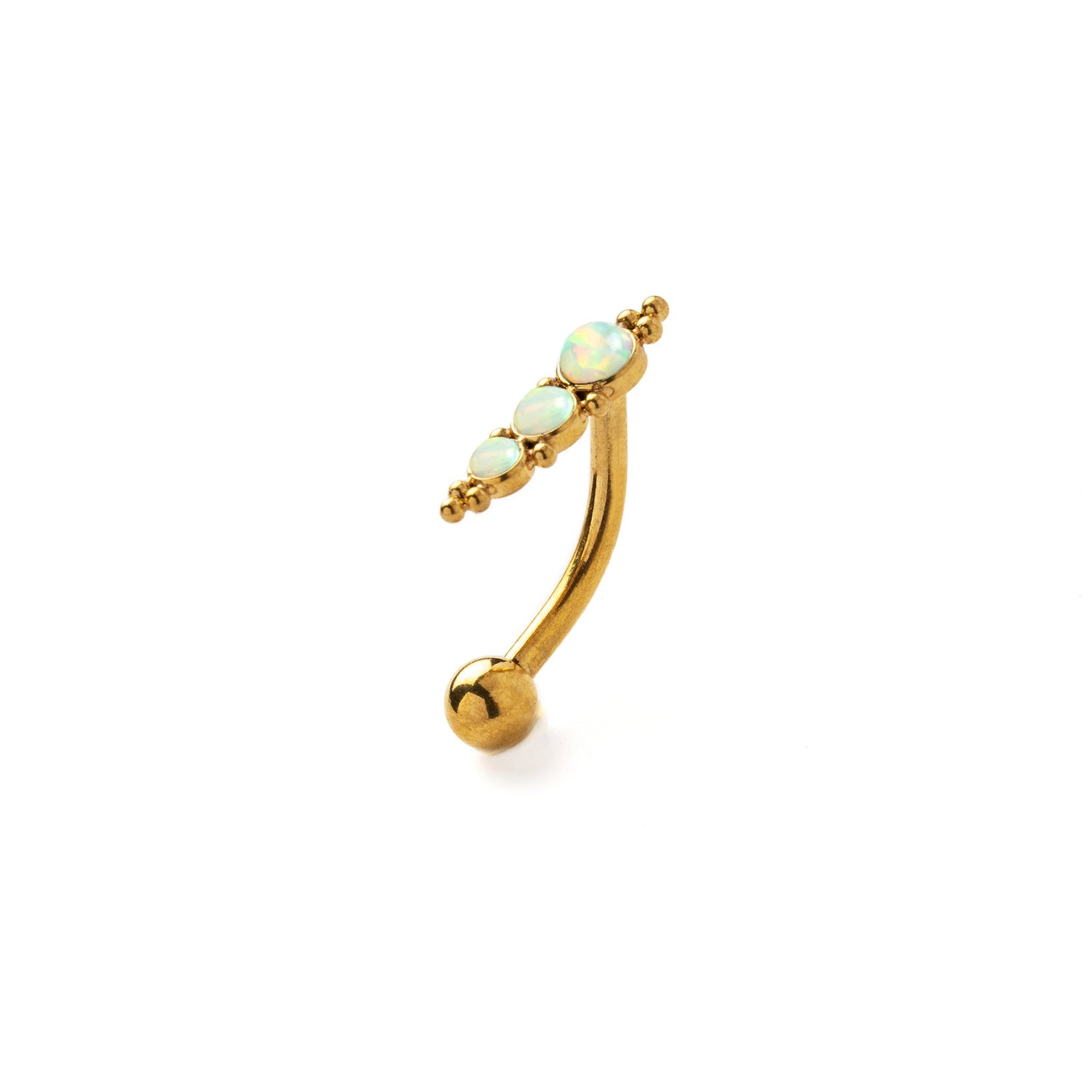 Deva Golden Navel Piercing with White Opal