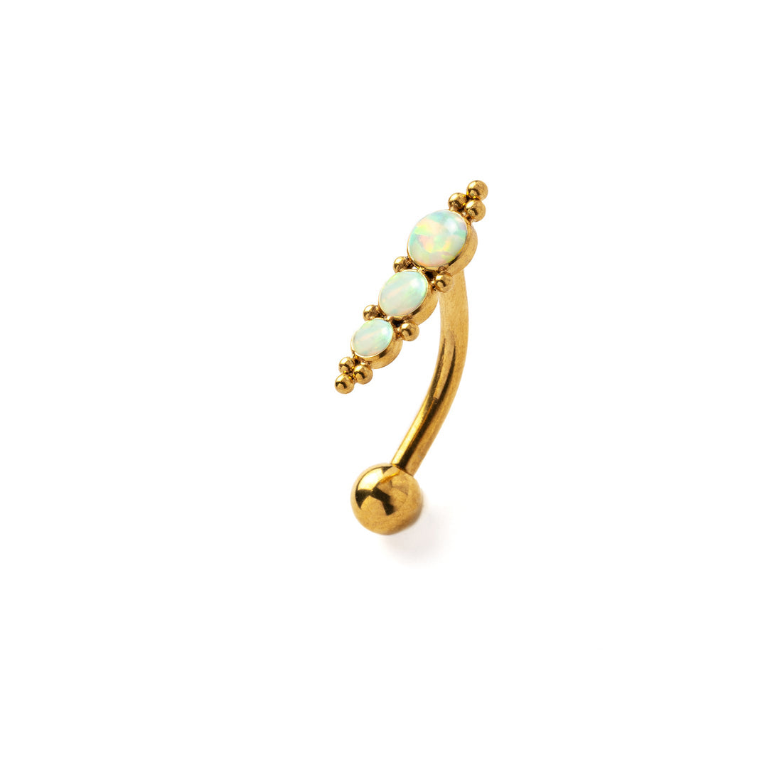 Deva Golden Navel Piercing with White Opal