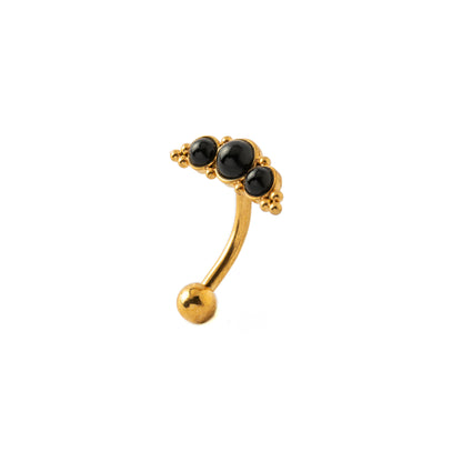 Deva I Golden Navel Piercing with Onyx right side view