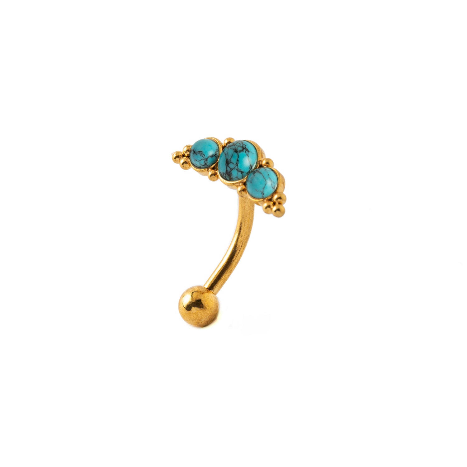 Deva I Golden Navel Piercing with Turquoise right side view