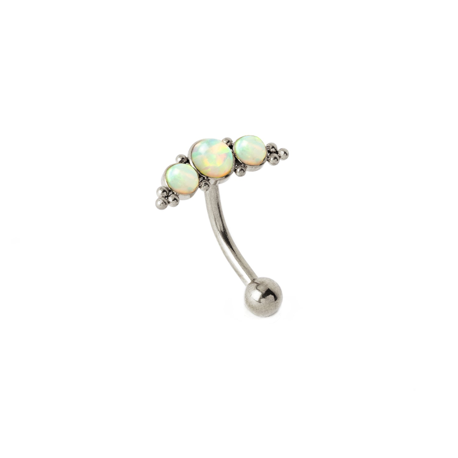 Deva I Navel Piercing with White Opal right side view
