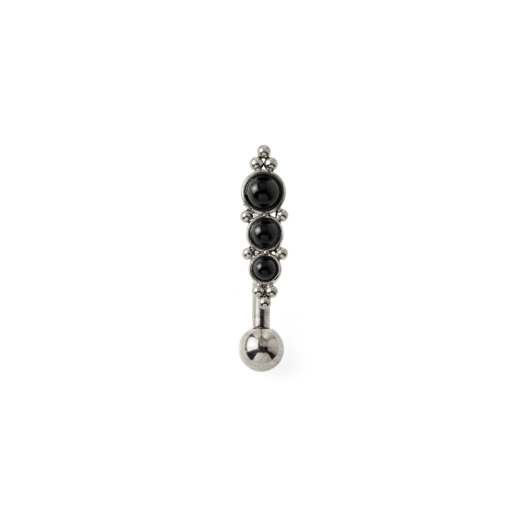 Deva Navel Piercing with Onyx frontal view