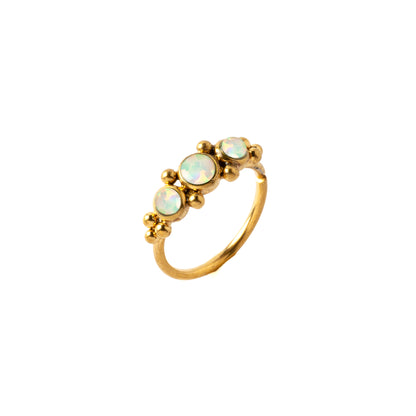 0.8mm (20g) Deva Golden Nose Ring with Opals right side view