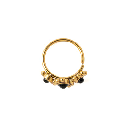 Devina Golden Nose Ring with Black Onyx side view