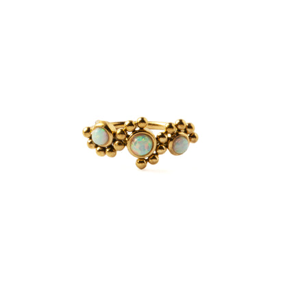 Devina Golden Nose Ring with Opals frontal view