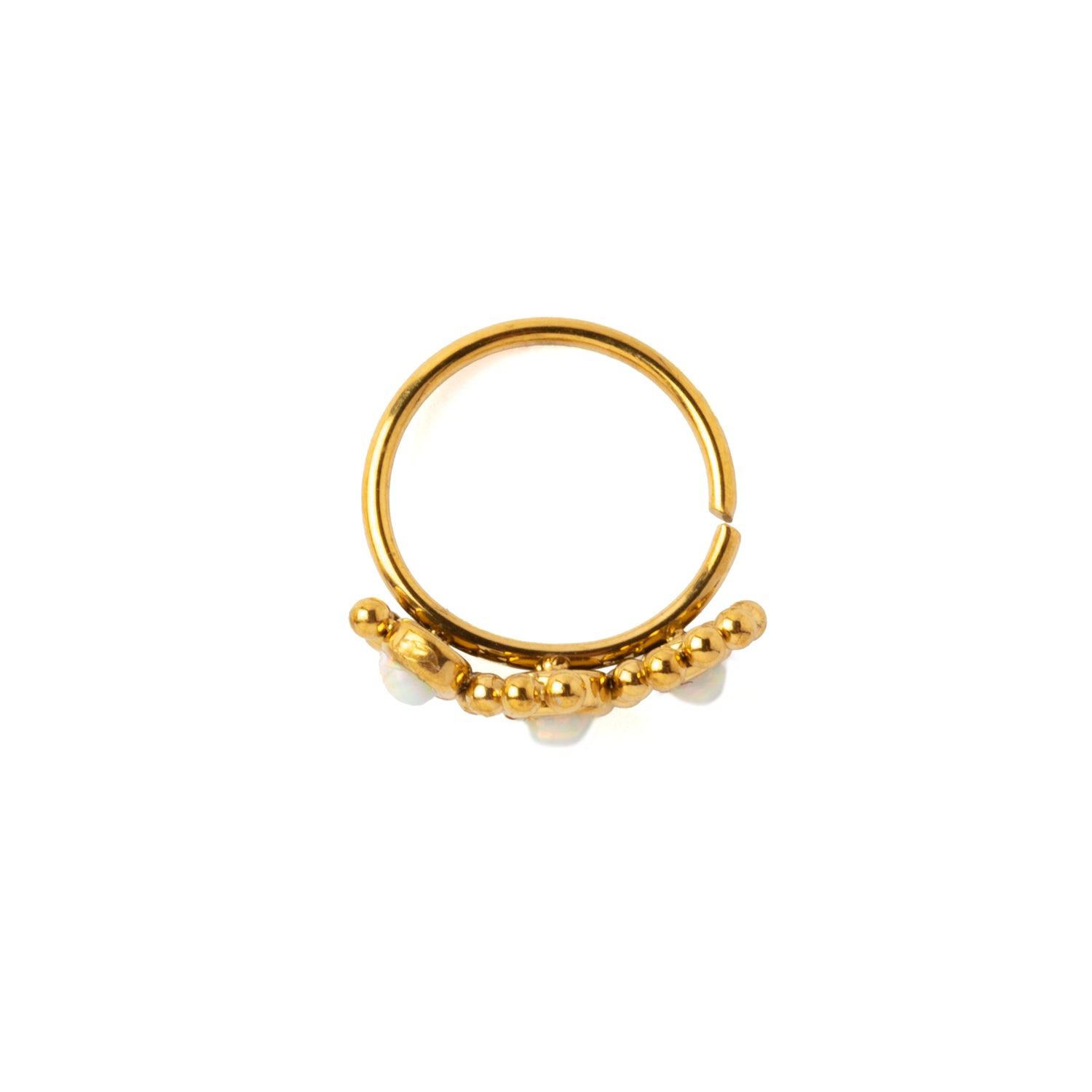 Devina Golden Nose Ring with Opals side view