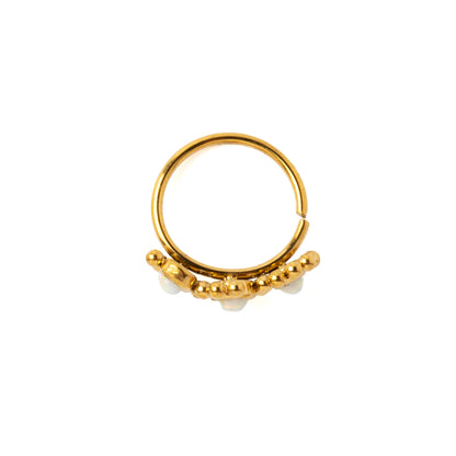 Devina Golden Nose Ring with Opals side view