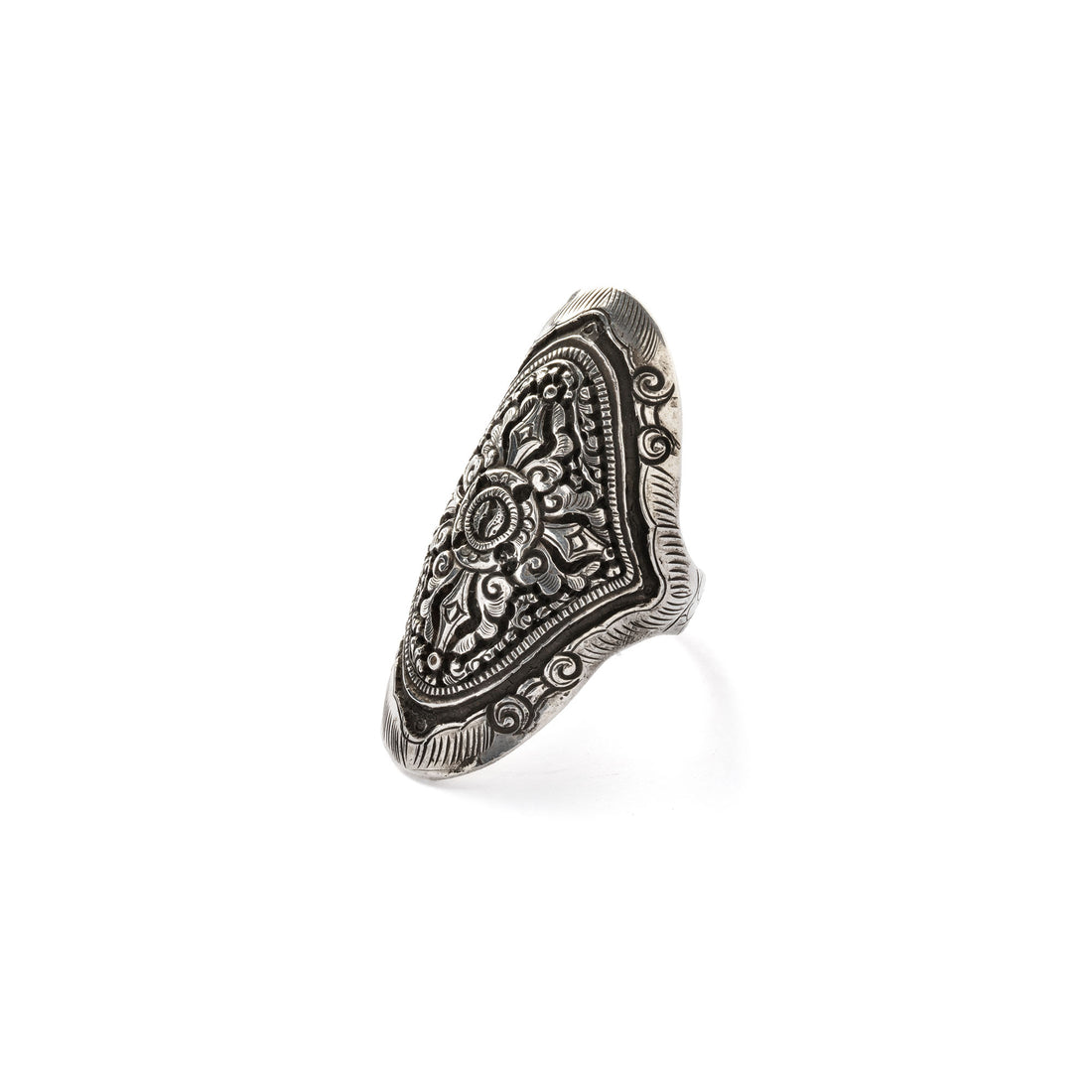 Dhorji Long Silver Ring