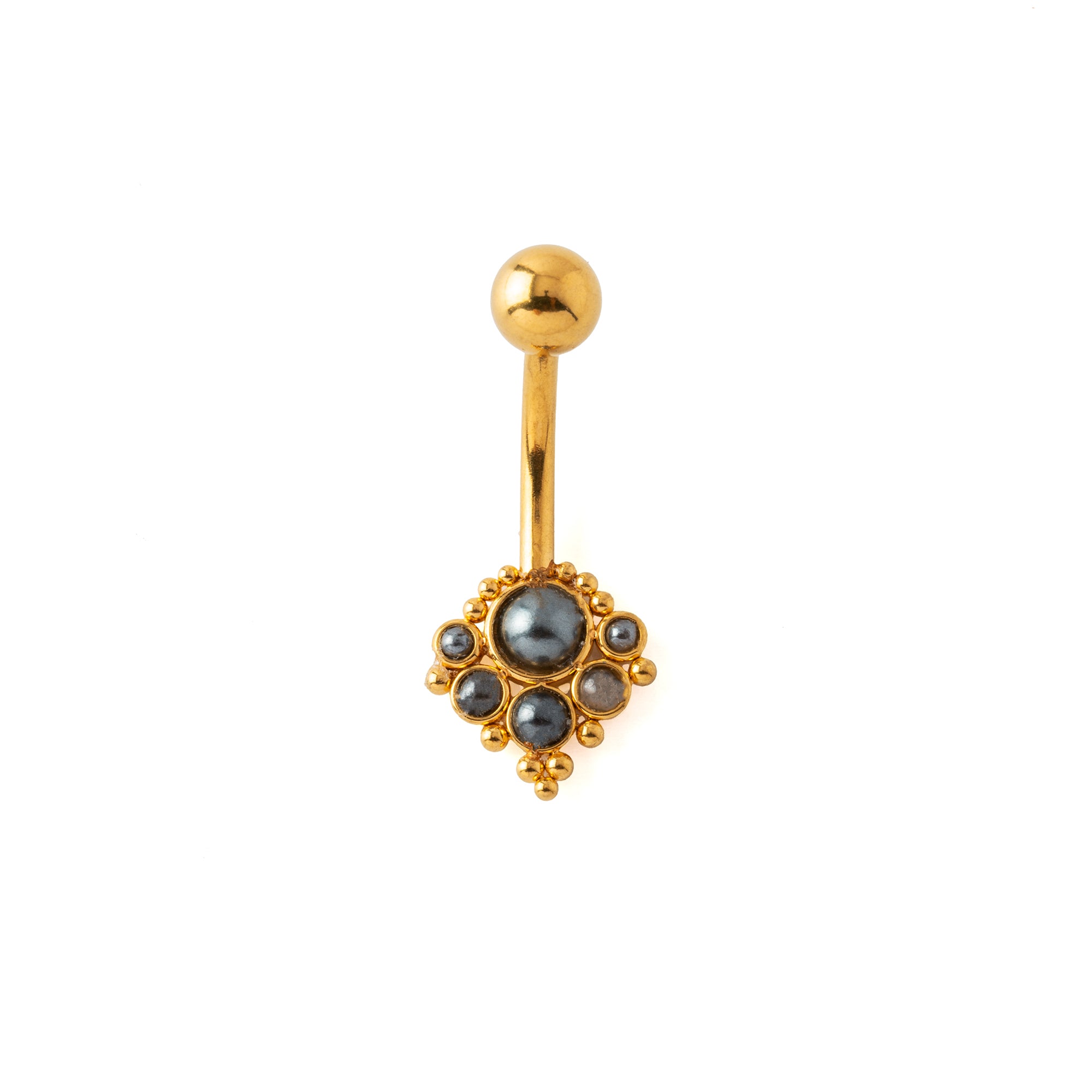 Durga Golden Navel Piercing with Pearls