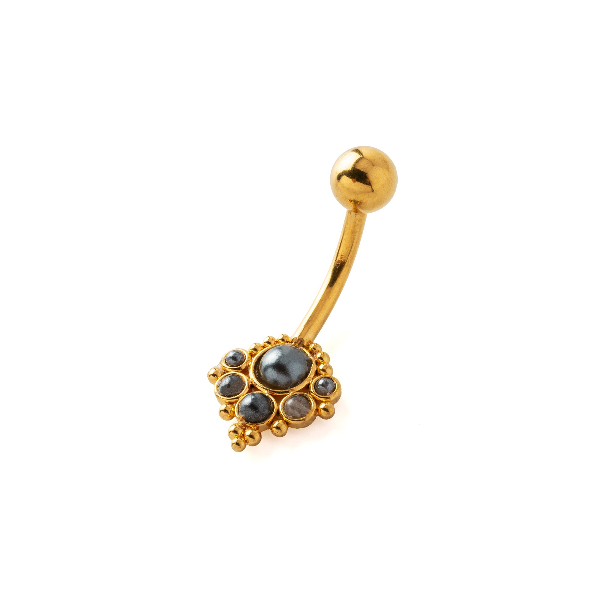 Durga Golden Navel Piercing with Pearls