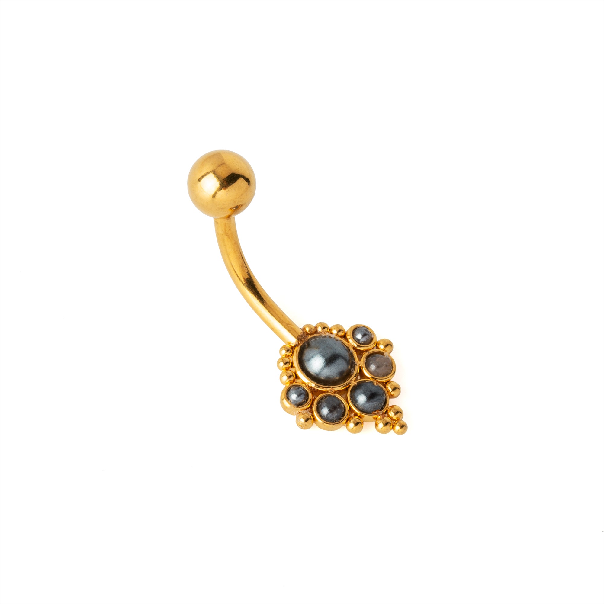 Durga Golden Navel Piercing with Pearls