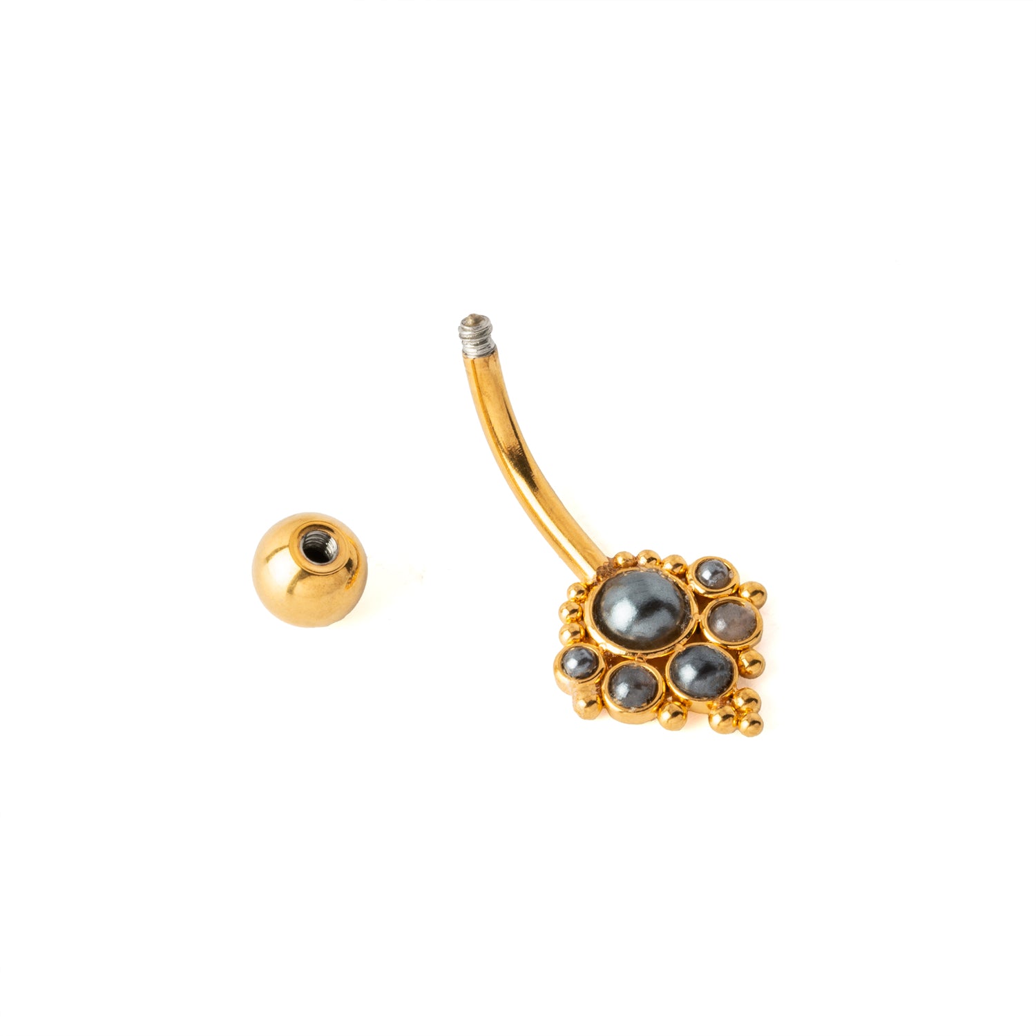 Durga Golden Navel Piercing with Pearls