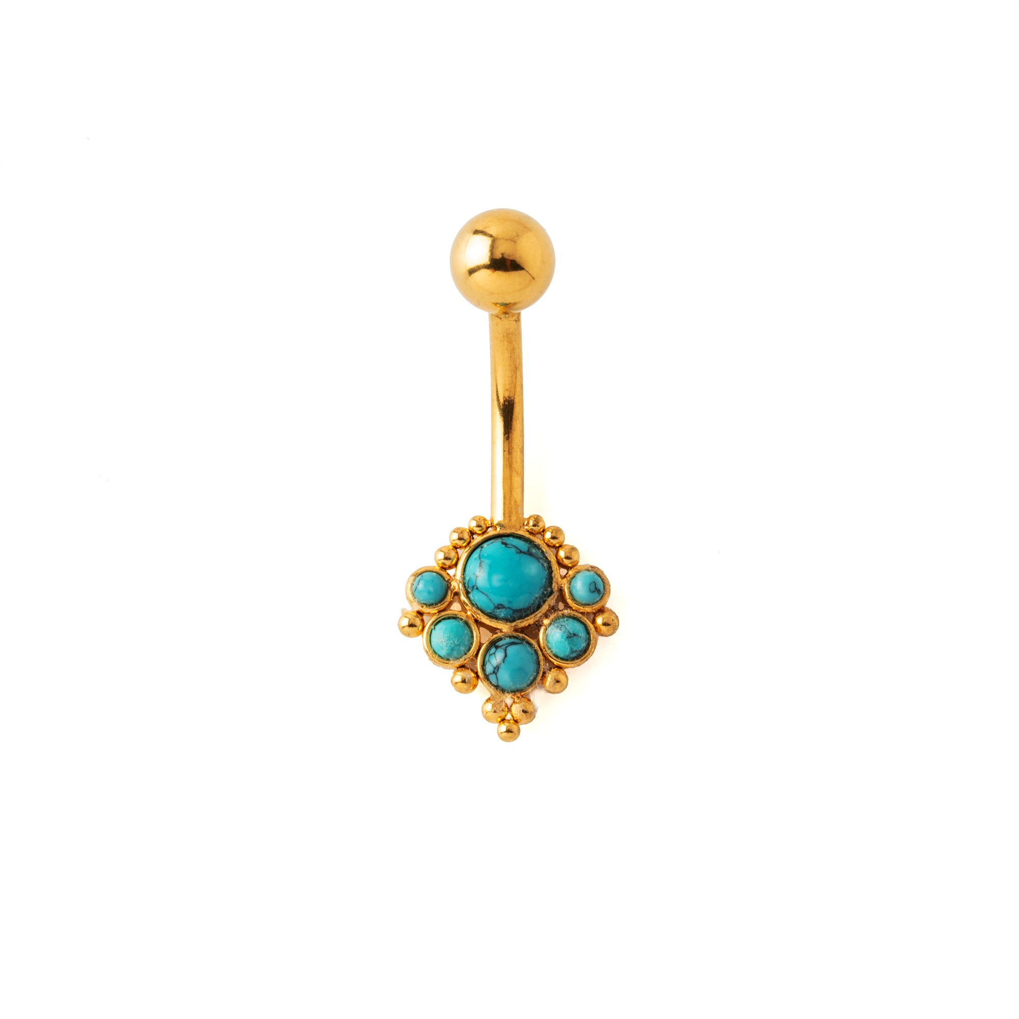 Durga Golden Navel Piercing with Turquoise