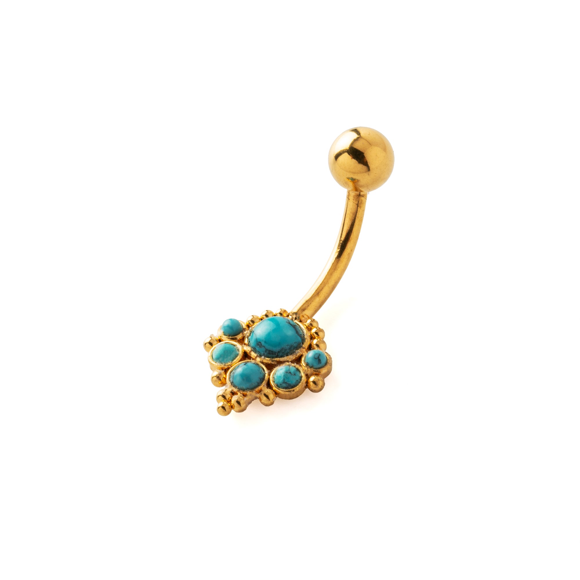 Durga Golden Navel Piercing with Turquoise