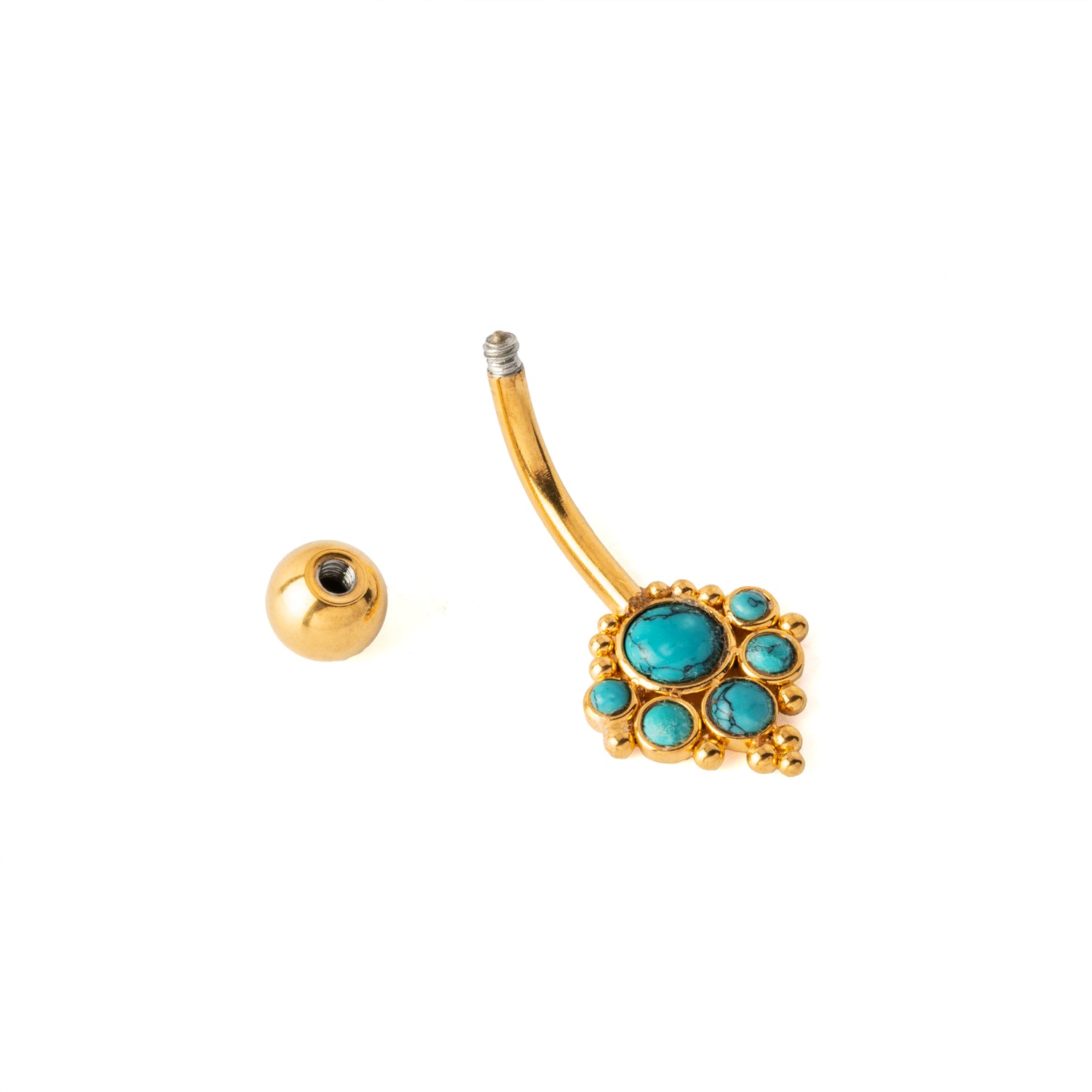 Durga Golden Navel Piercing with Turquoise