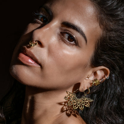 Indah Fan Golden Earrings