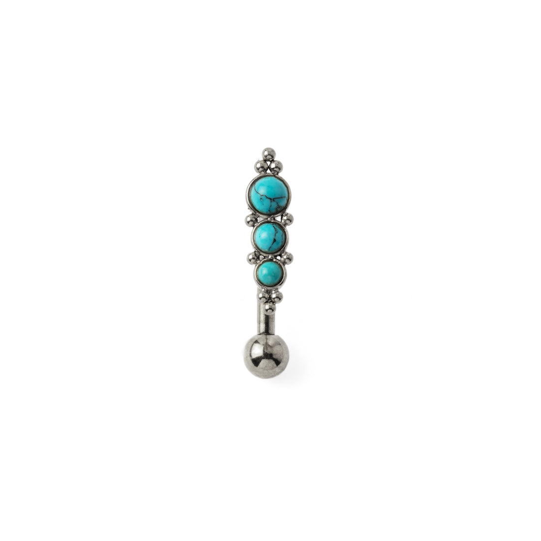 Floating Navel Piercing with Turquoise frontal view