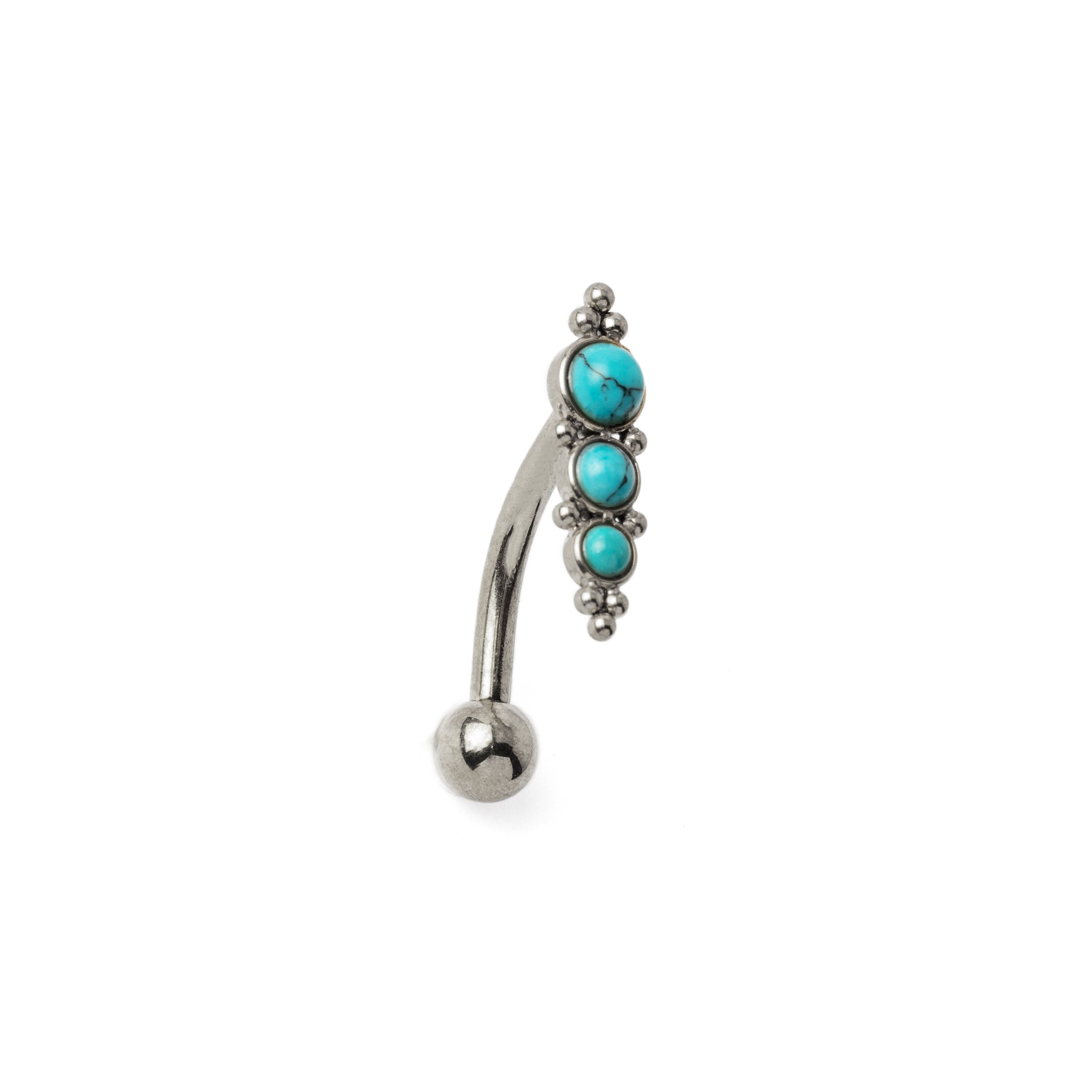Floating Navel Piercing with Turquoise left side view