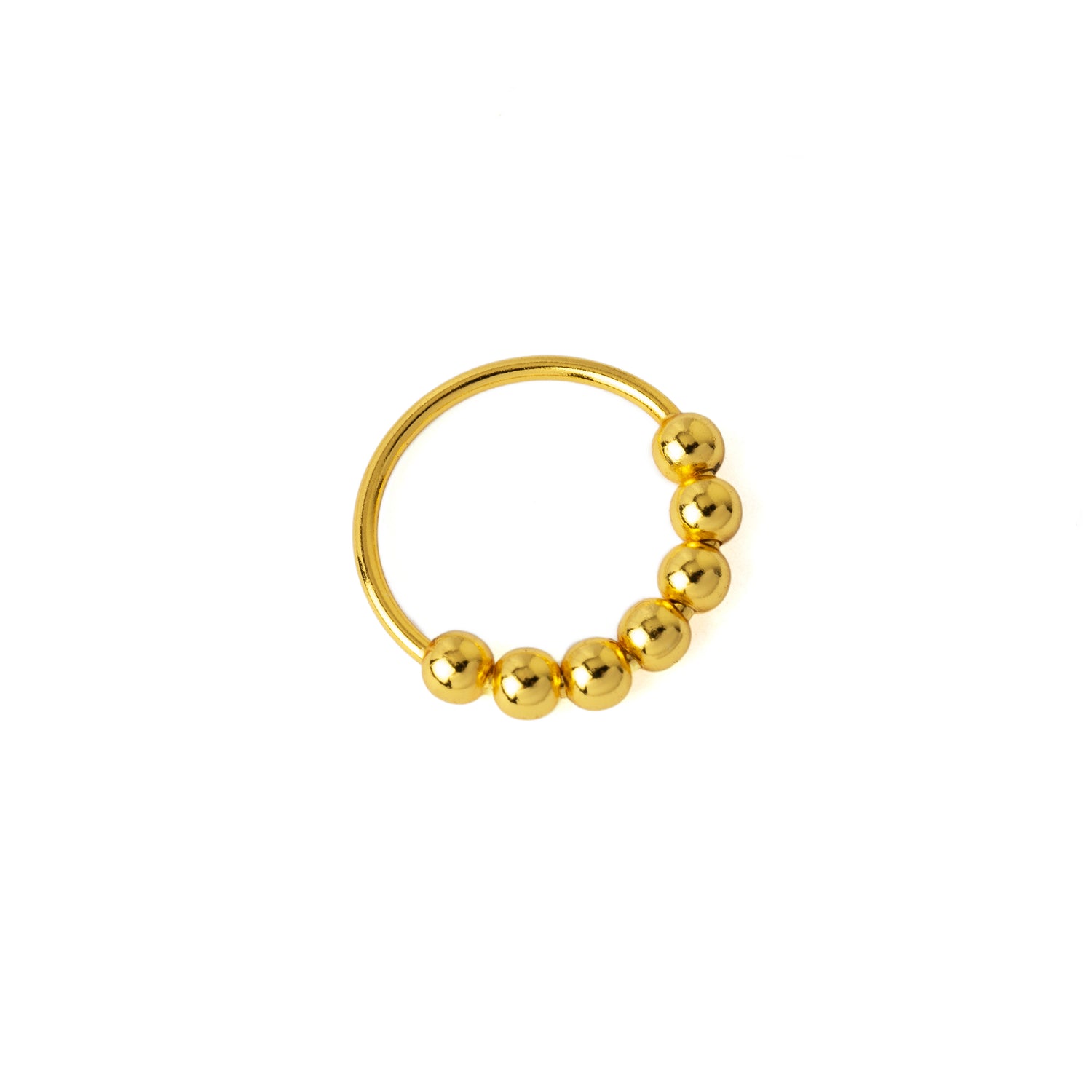 Gold Beaded Nose Ring left side view