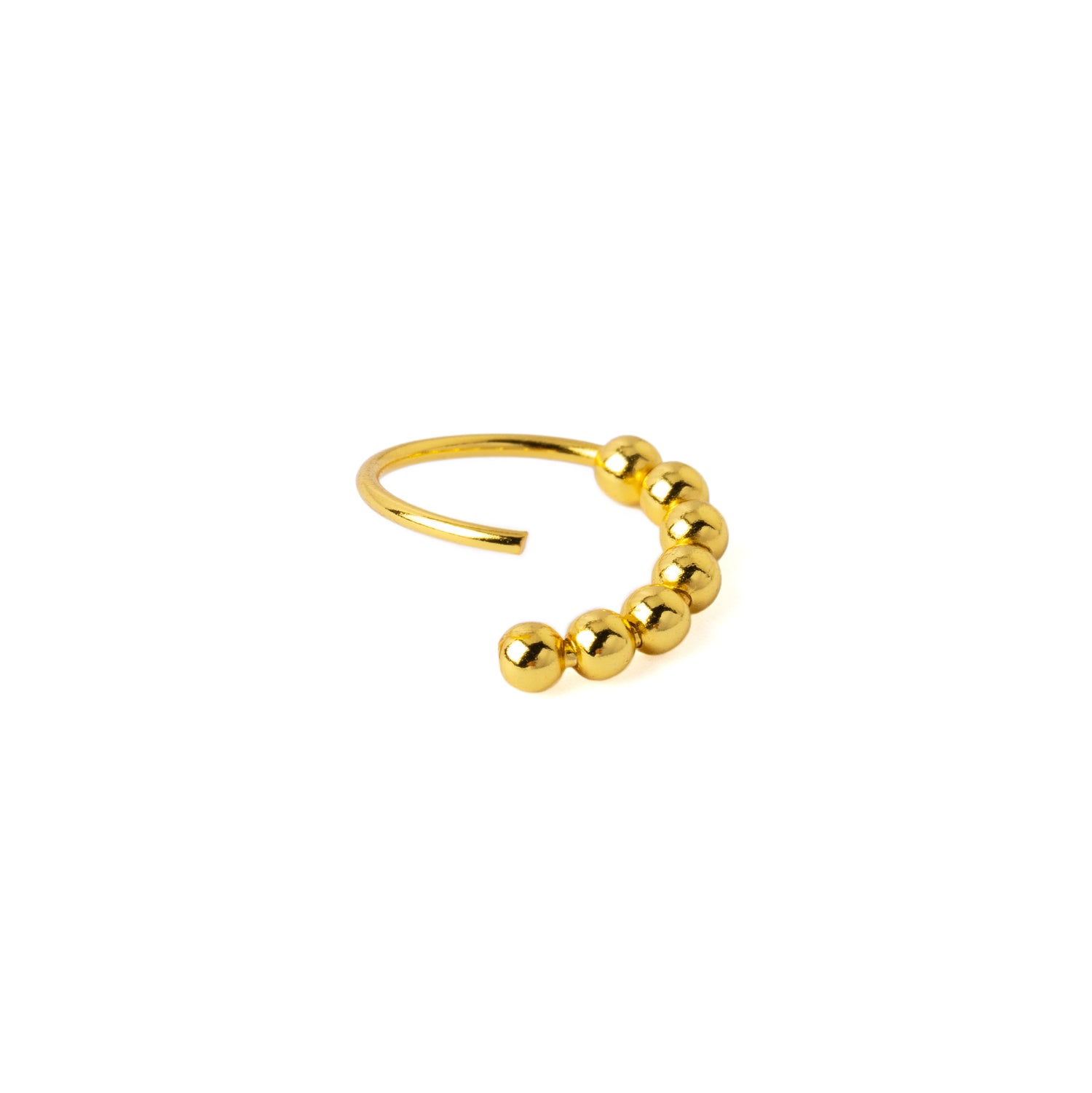 Gold Beaded Nose Ring open mode view