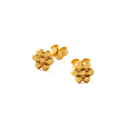 Gold Dotted Flower Ear Studs