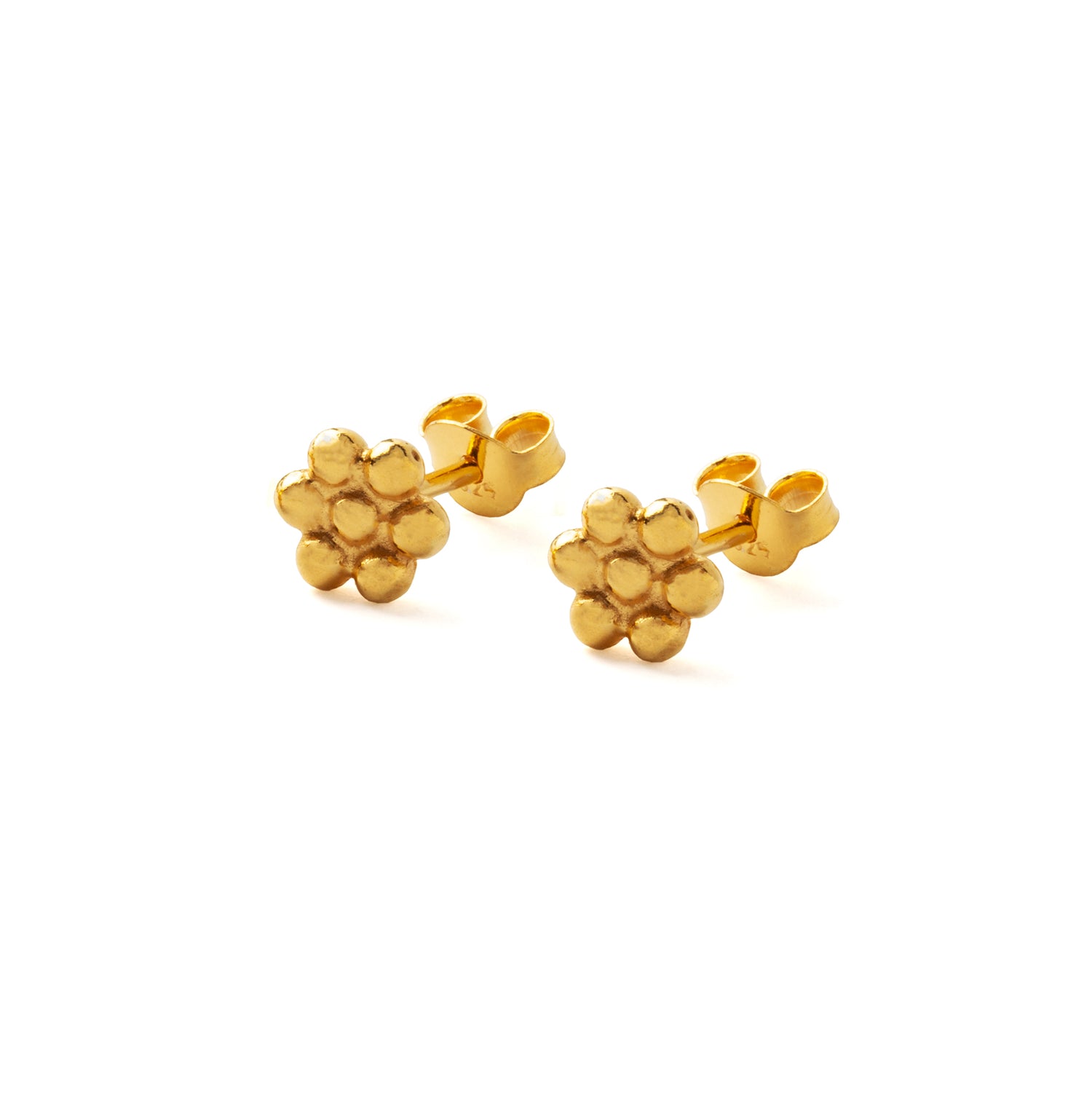 Gold Dotted Flower Ear Studs