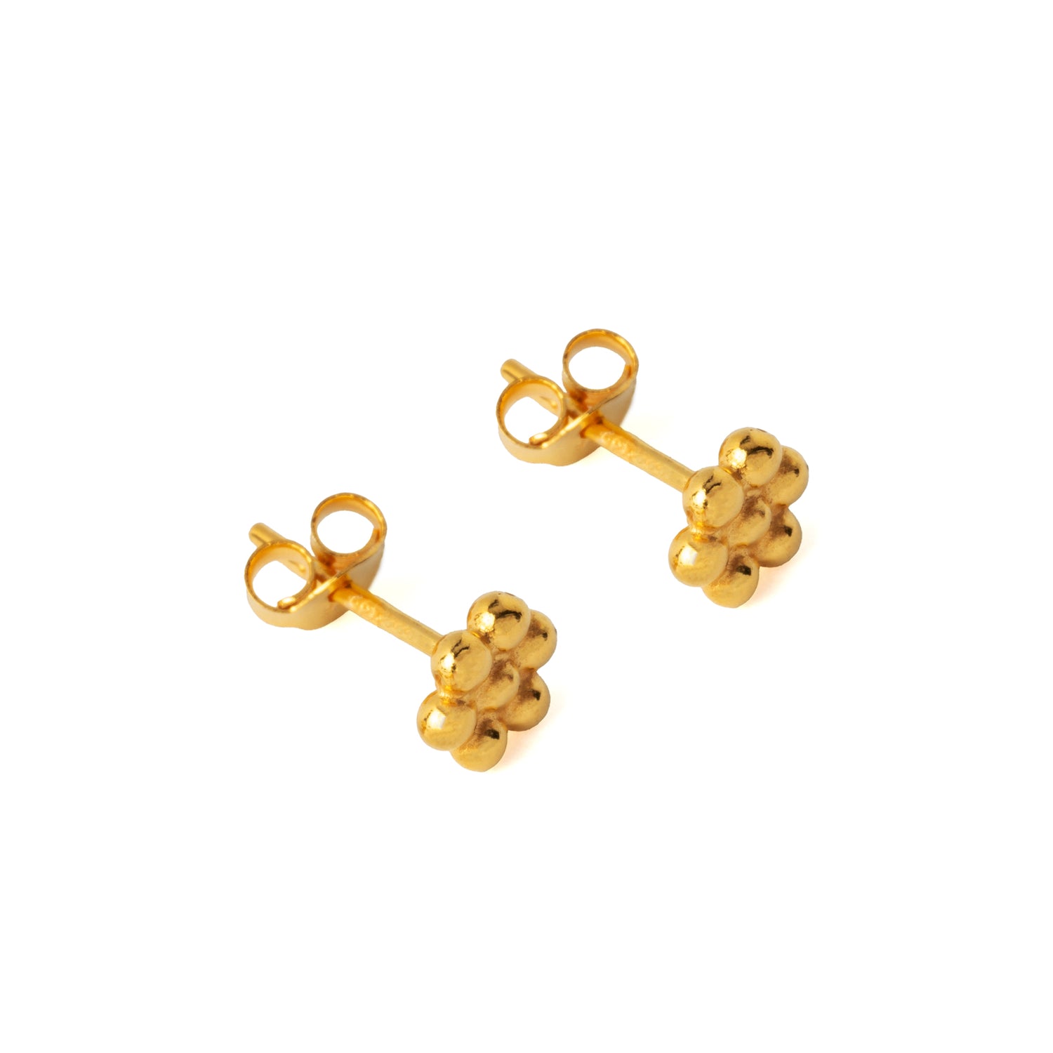 Gold Dotted Flower Ear Studs