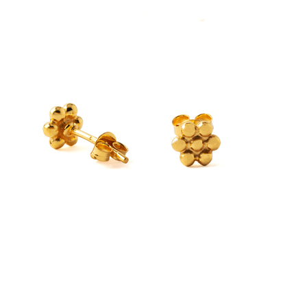 Gold Dotted Flower Ear Studs