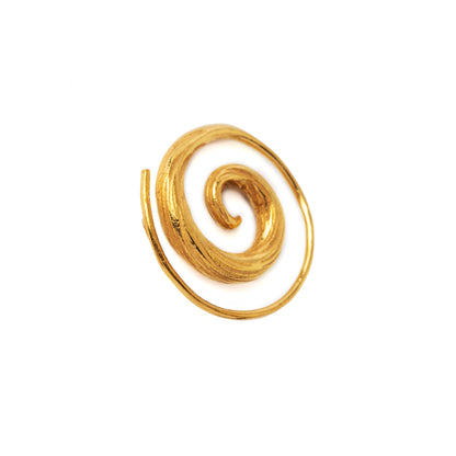 El Nino Gold Spiral Earrings side close up view