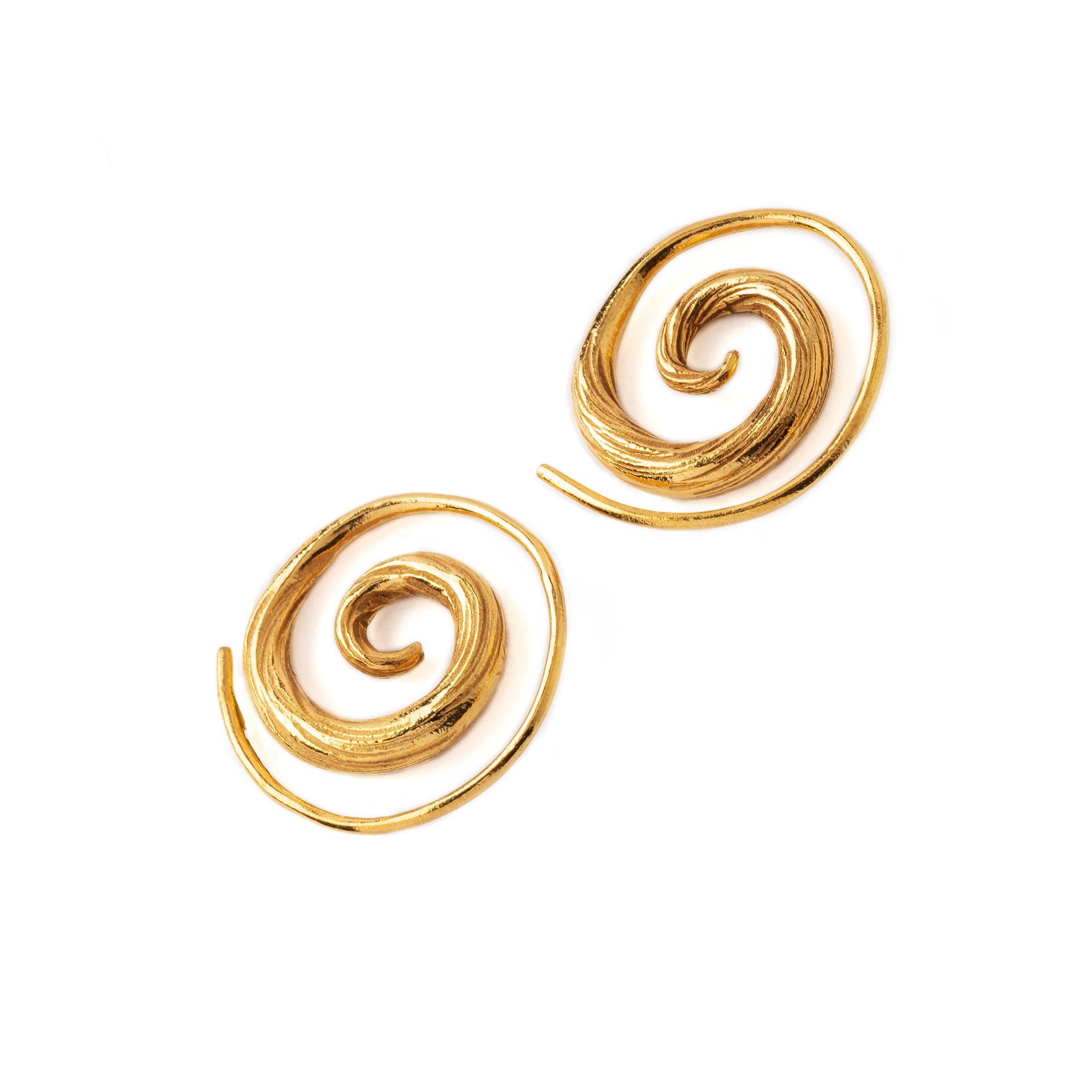 El Nino Gold Spiral Earrings side view