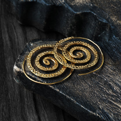 Gold Hammered Spiral Earrings