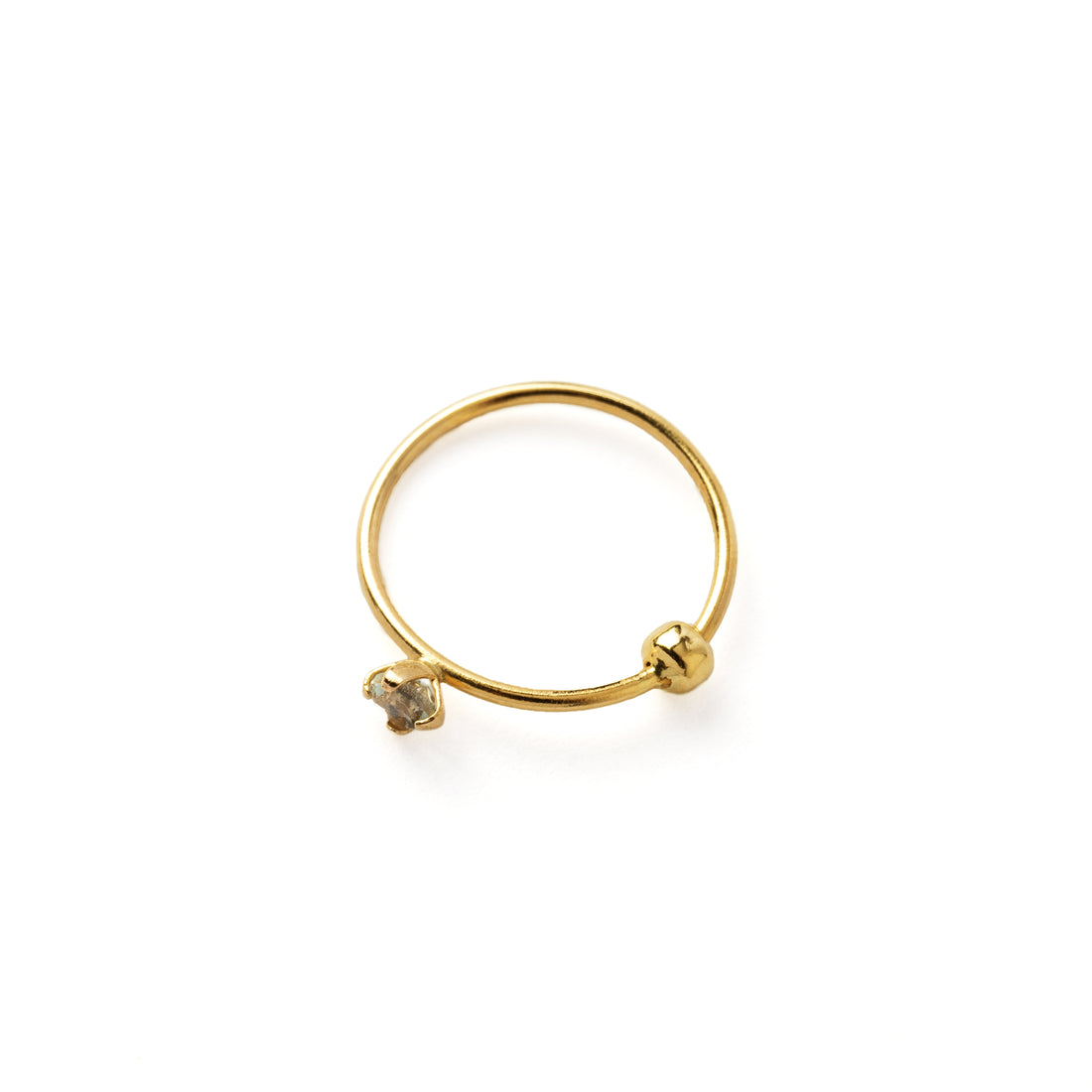 Gold Nose Ring with Aquamarine right side view