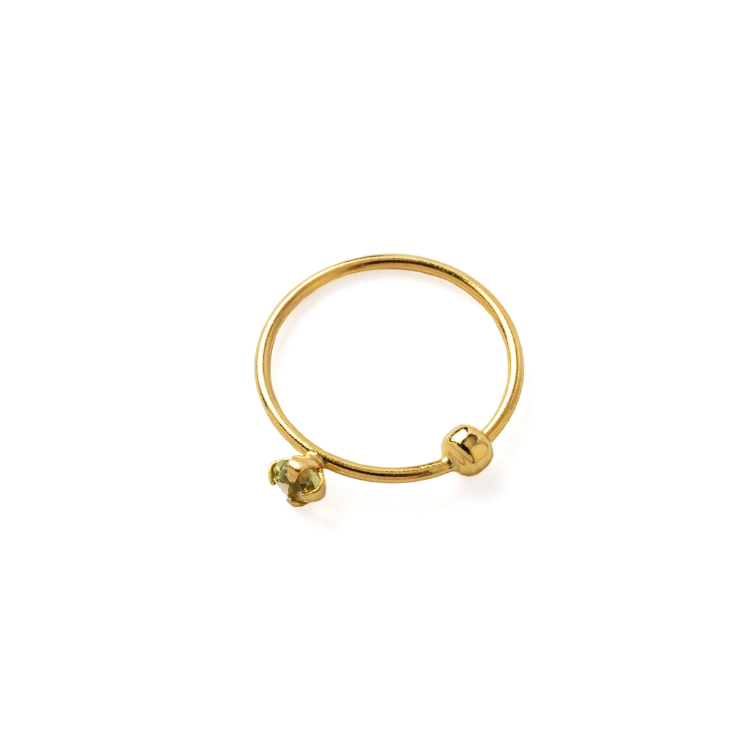 Gold Nose Ring with Peridot right side view