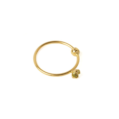 Gold Nose Ring with Peridot left side view