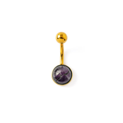 Golden Belly Bar with Amethyst frontal view