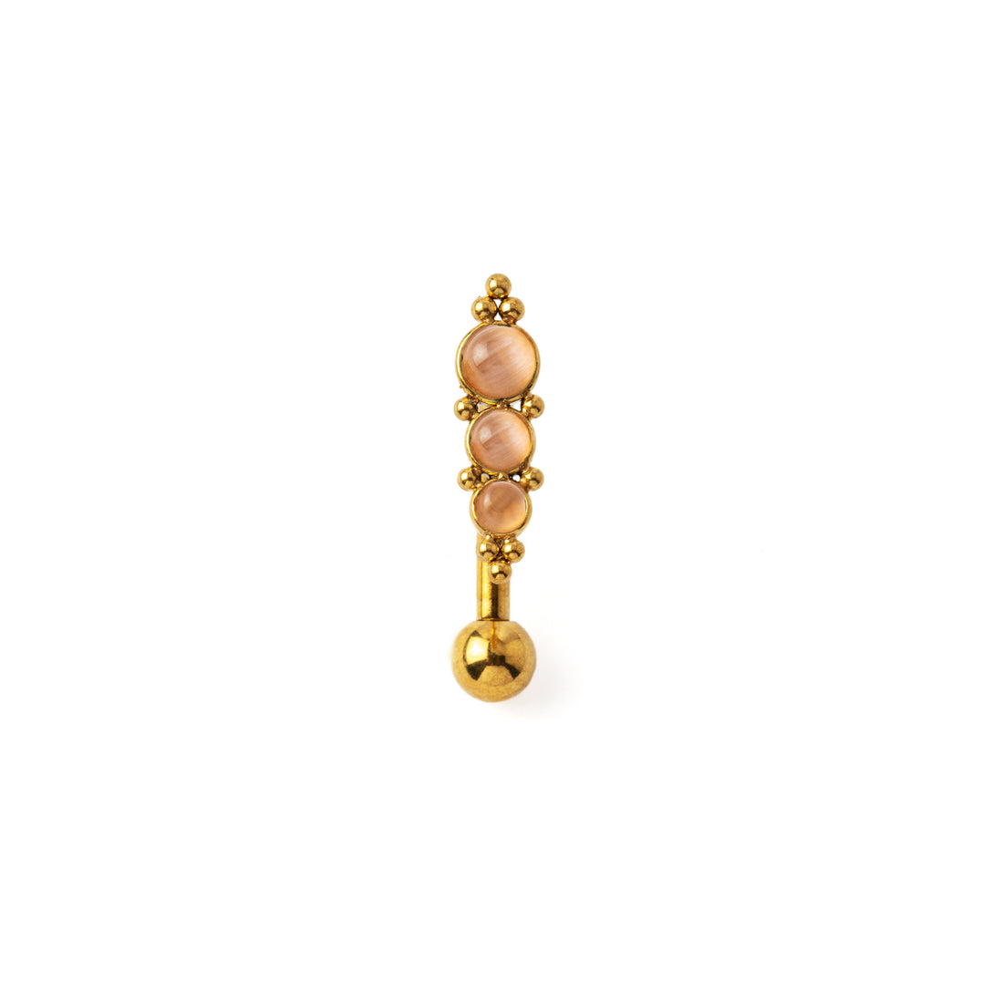 Deva Golden Navel Piercing with Cat Eye frontal view