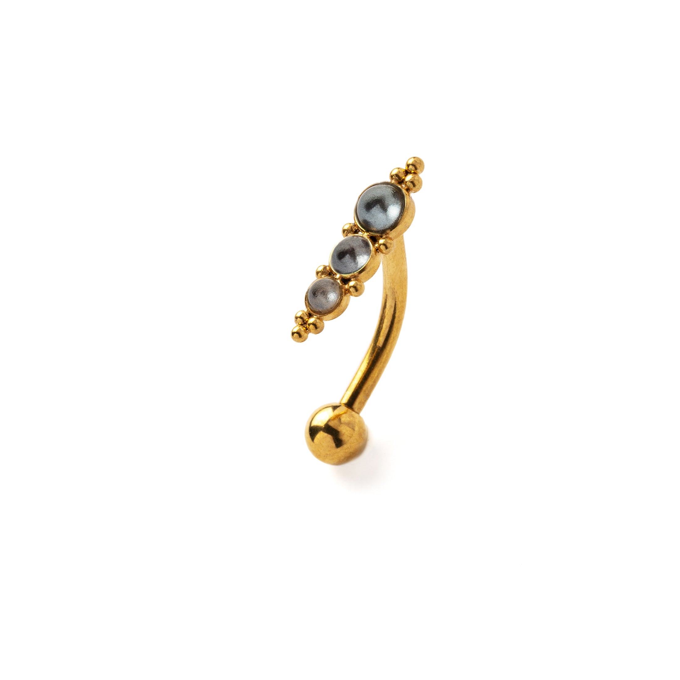Deva Golden Navel Piercing with Pearls left side view