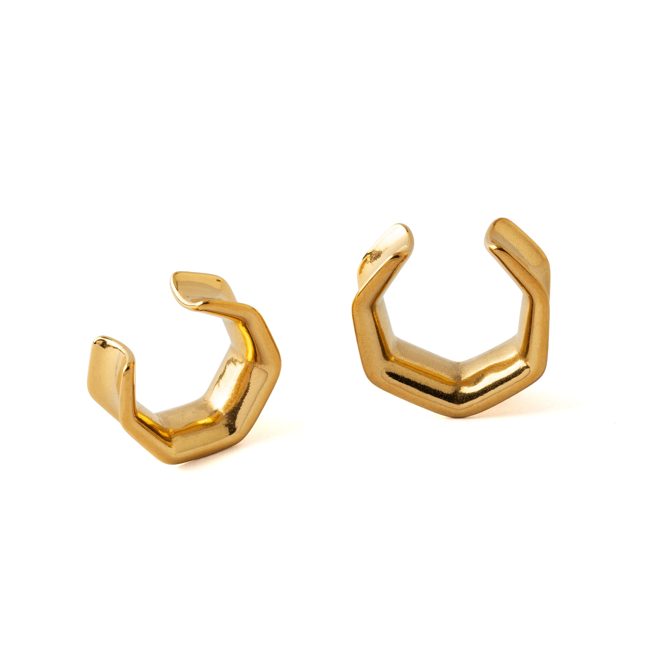 Pair of Golden Hexagon Saddles front and side view