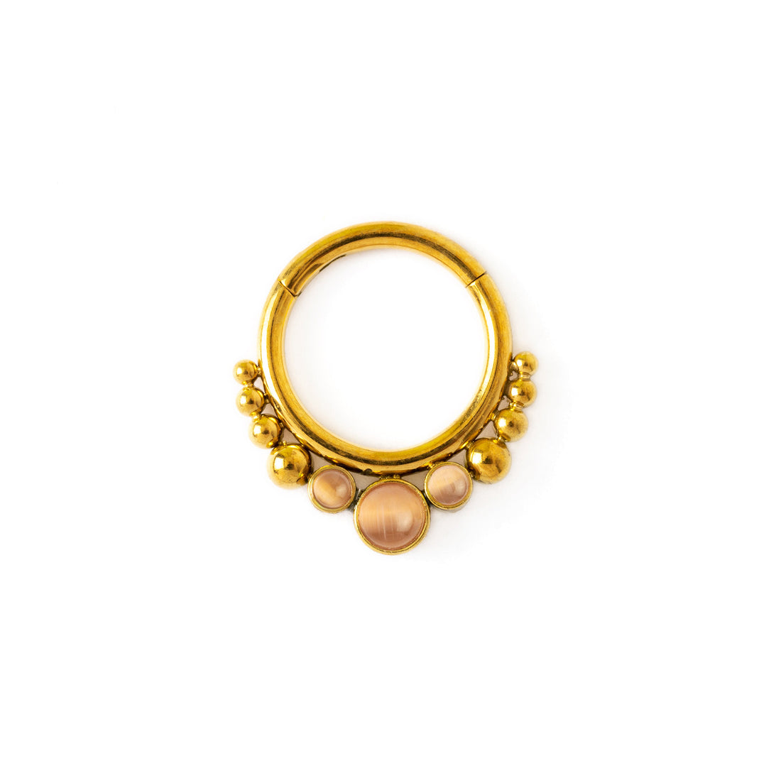 Golden Siti Clicker Ring with Rose Cat Eye