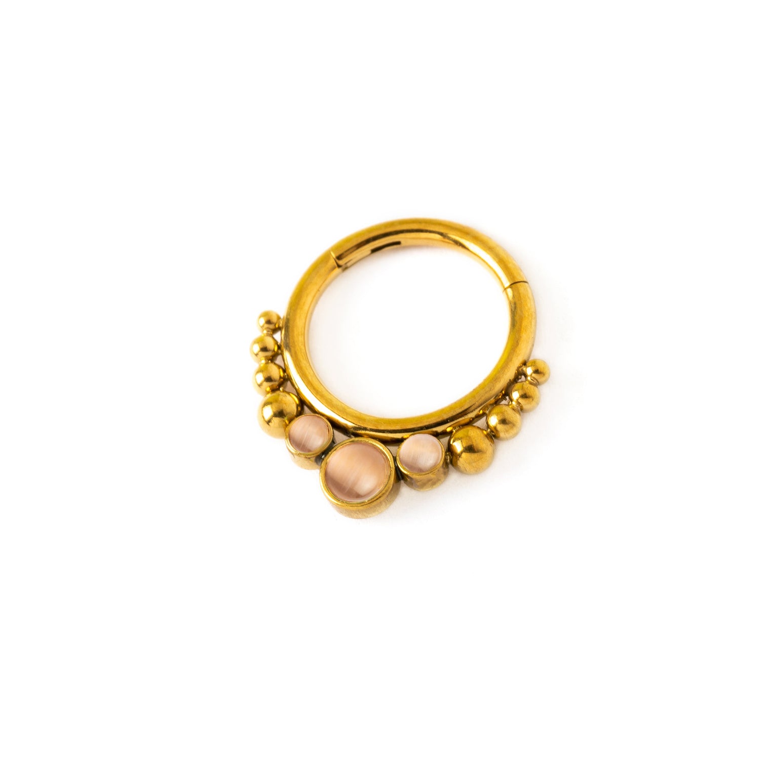 Golden Siti Clicker Ring with Rose Cat Eye