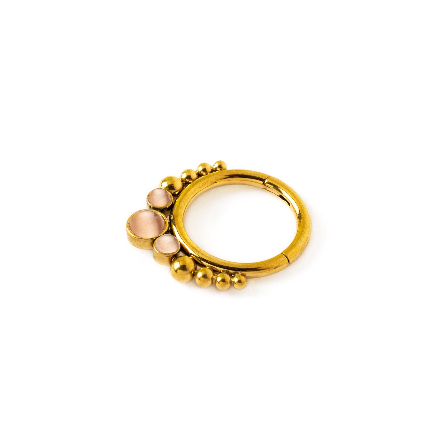 Golden Siti Clicker Ring with Rose Cat Eye