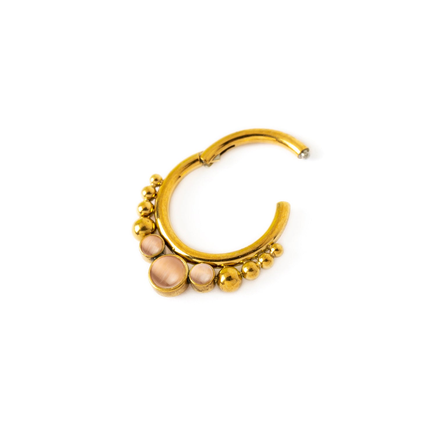 Golden Siti Clicker Ring with Rose Cat Eye